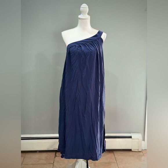 Navy Blue Old Navy One-Shoulder Drapey Dress Size M EUC - Picture 1 of 3